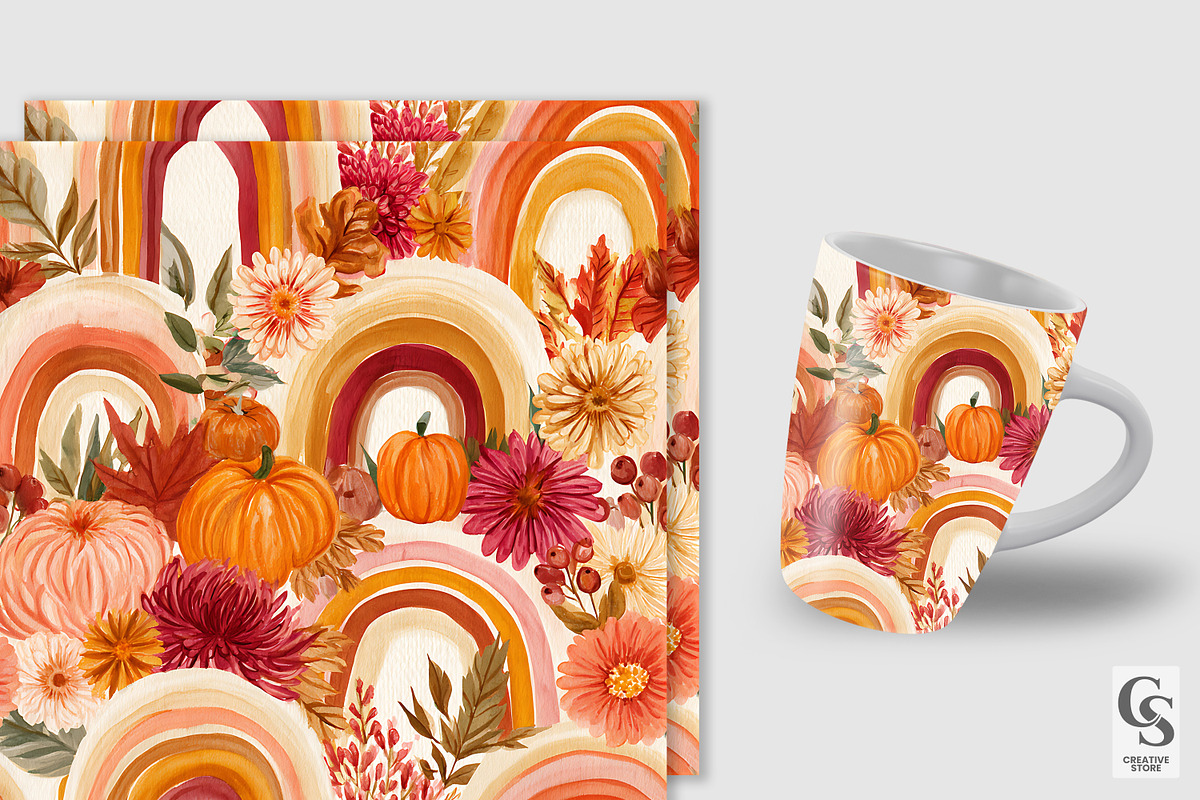 Fall Whimsical Garden Digital Paper, a Pattern Graphic by Creative Store (Photo 2 of 5)