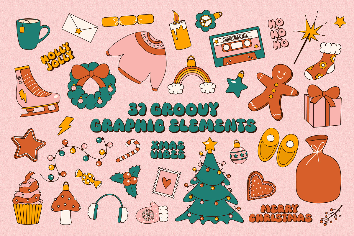 Merry Groovy Christmas Collection, a Seasonal Illustration by Alla's Creations (Photo 2 of 13)