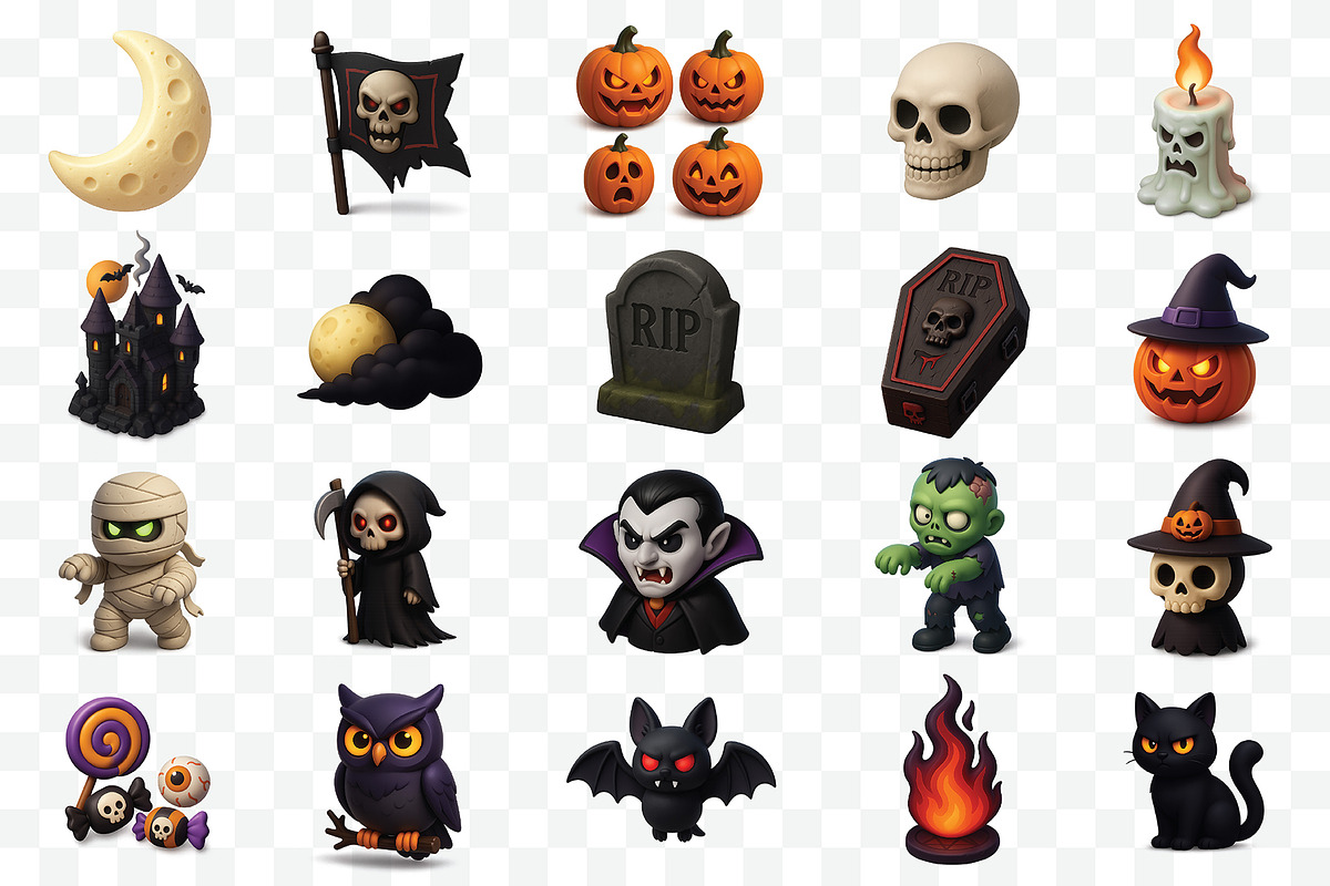 Halloween 3D Spooky icons set, an Icon by Iwanistic (Photo 3 of 6)