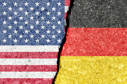 German American tension and conflict. A geopolitical crack, spli, a Background Photo by Eugene_Photo