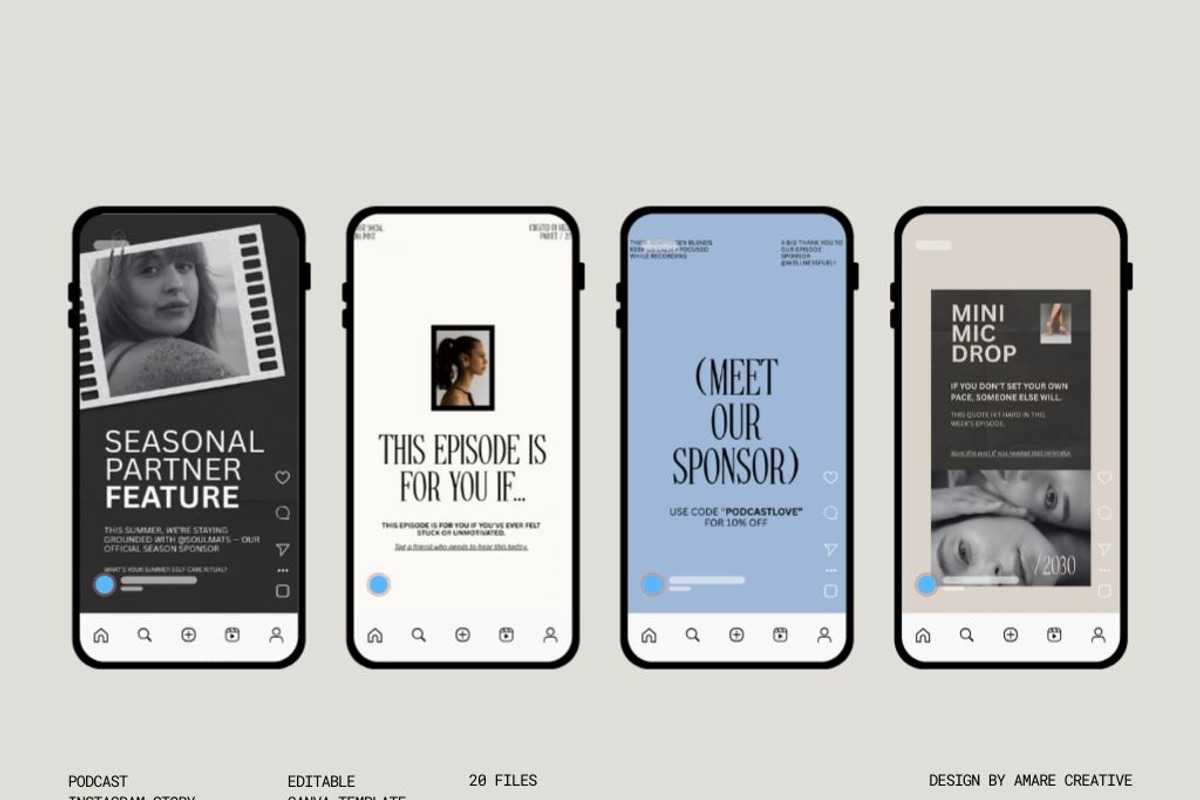 20 Podcast Instagram Story Template, a Social Media Template by Amaré Creative (Photo 6 of 8)