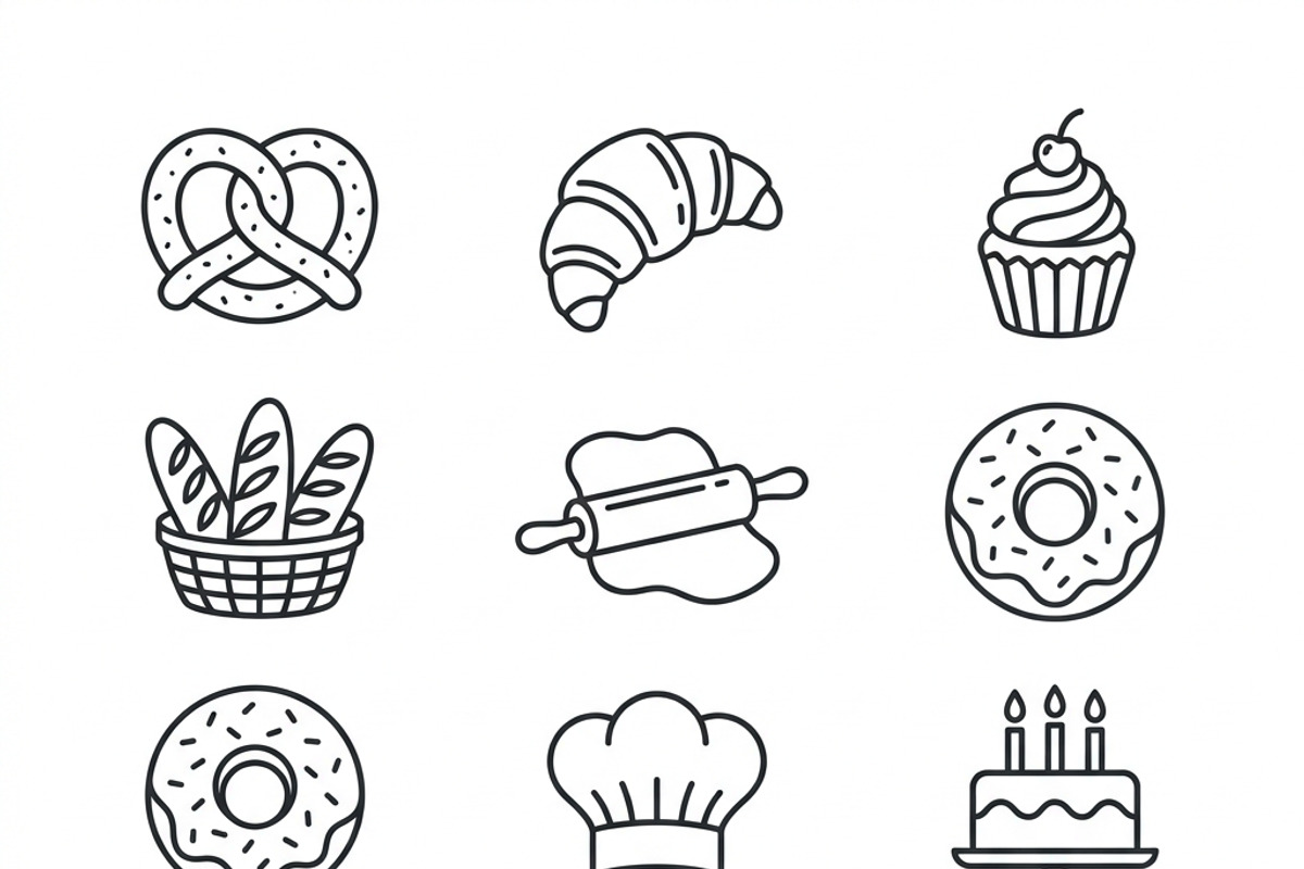 Bundles Set Bakery Packaging Icons, an Outline Icon by adenpinkstore (Photo 5 of 12)
