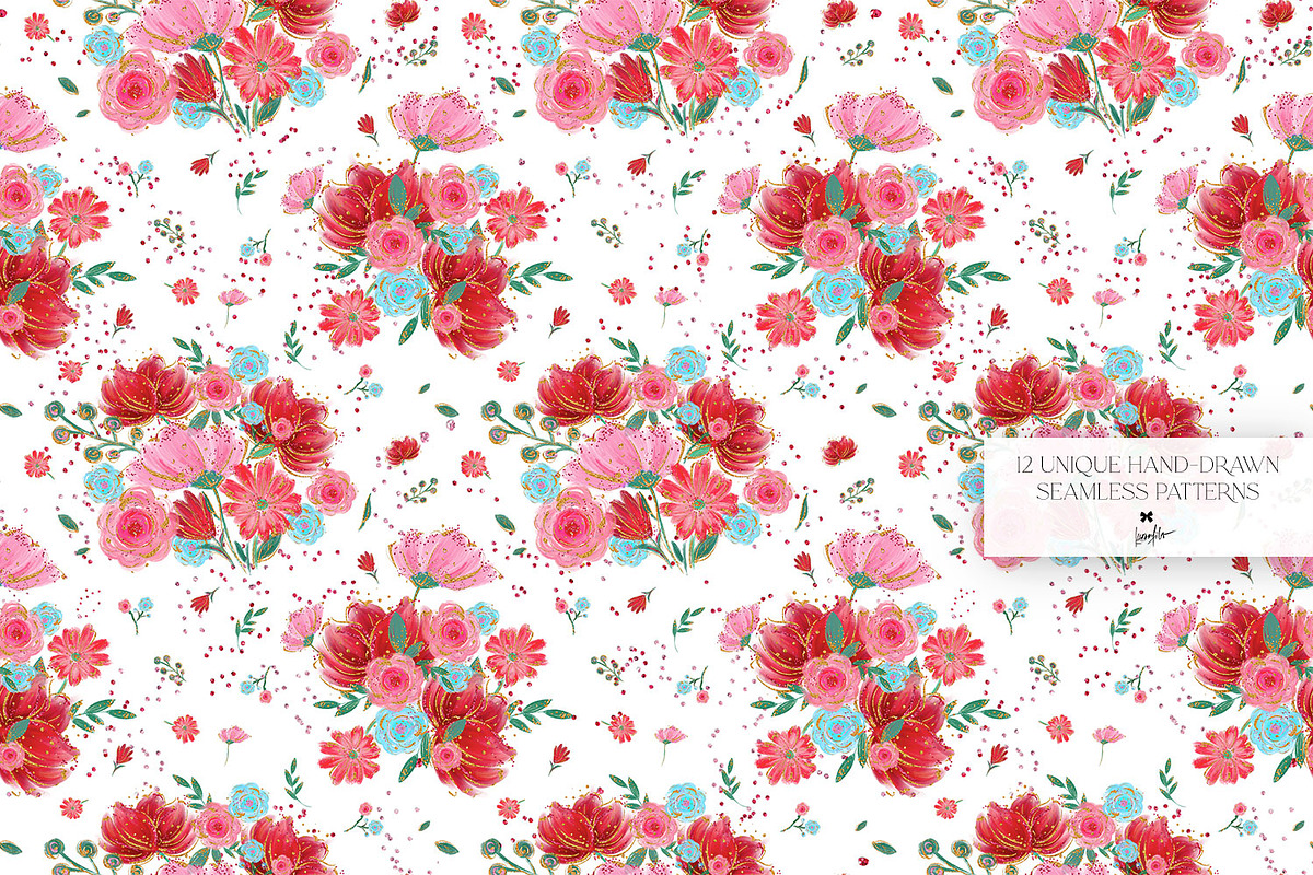 Valentine Doodles Seamless Patterns, a Pattern Graphic by KaramfilaS (Photo 8 of 19)