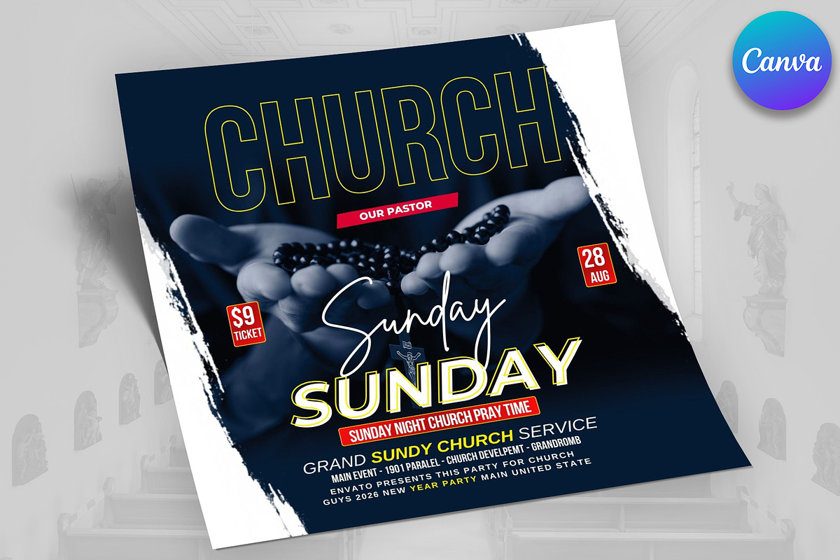 Sunday Service Church Flyer, a Flyer Template by Psd Templates (Photo 2 of 2)