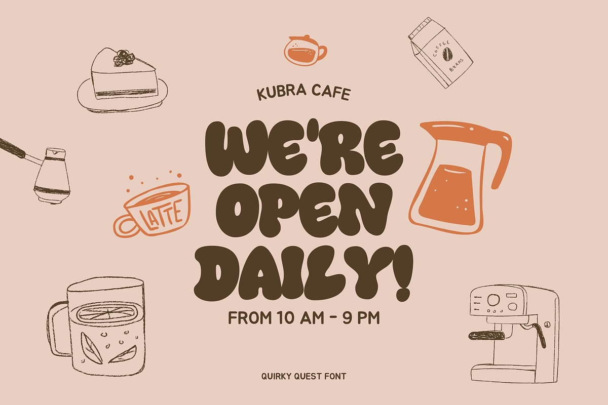 Quirky Quest - Bubble Display Font, a Sans Serif Font by Get Studio (Photo 5 of 9)