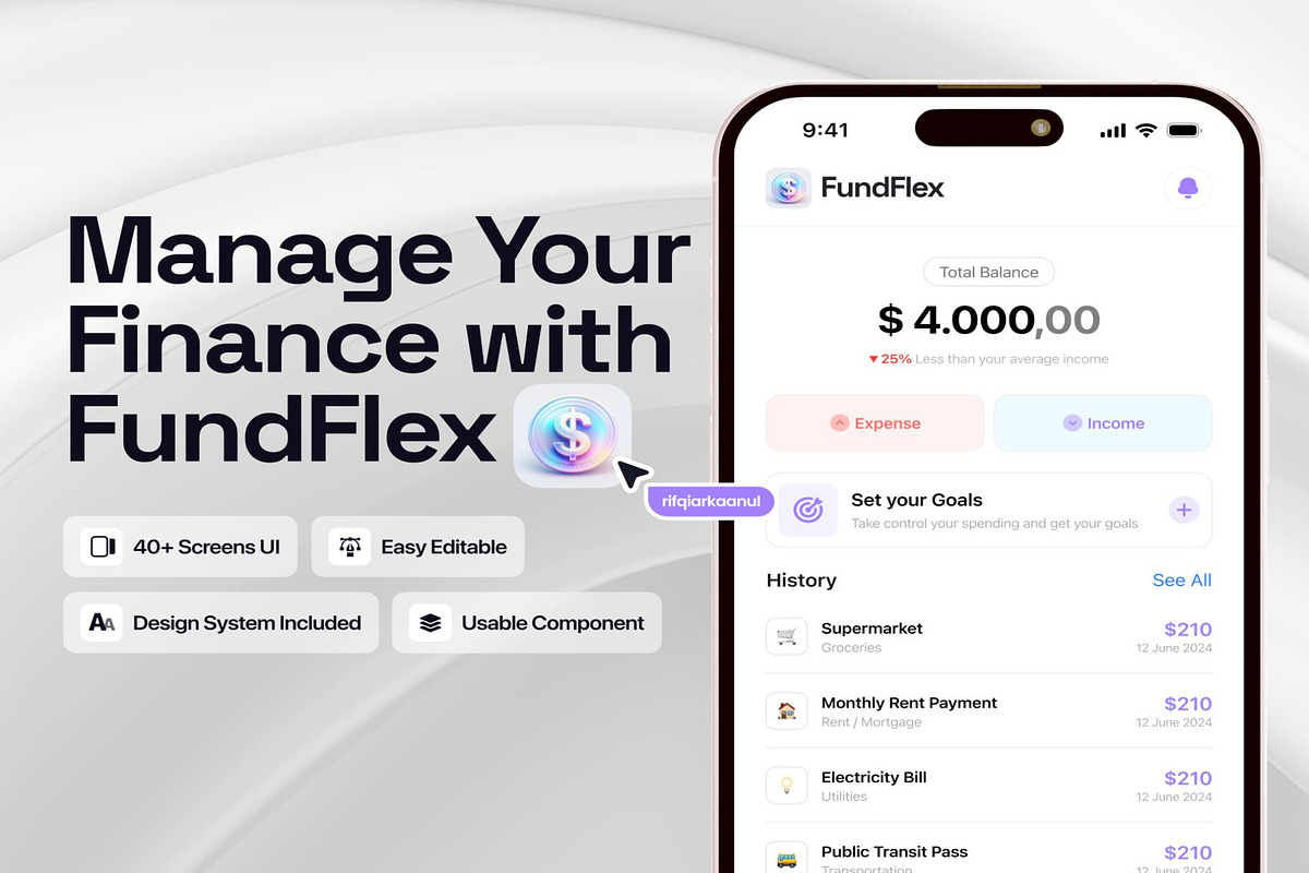 FundFlex - Finance Management UI Kit, an UI Kit Template by Creative Perspective (Photo 1 of 8)