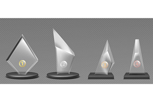 Glass trophy awards set with laurel, an Object Illustration by art PVP - market