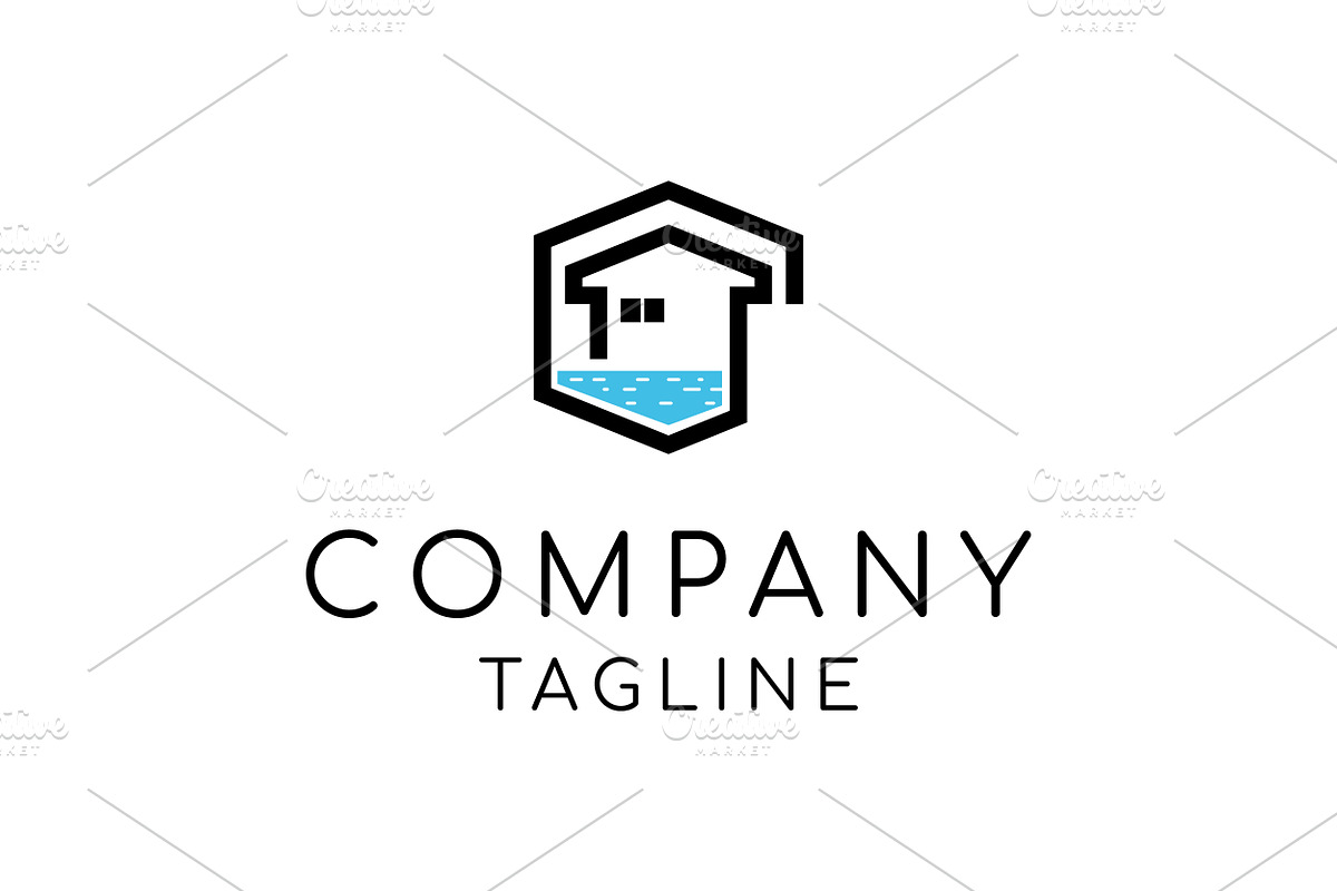 Home and water logo design, an Object Graphic by nicemorning (Photo 1 of 2)