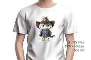 Cartoon Cat Cowboy. TShirt Sticker., an Animal Illustration by KENO Mascots (Thumbnail 5 of 6)
