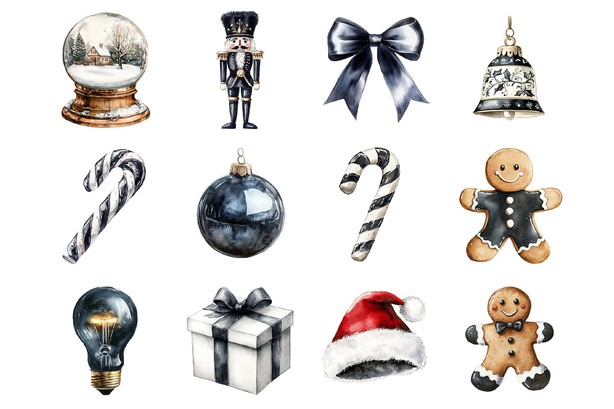 Black and White Christmas Clipart, a Graphic by CitraGraphics (Photo 2 of 4)