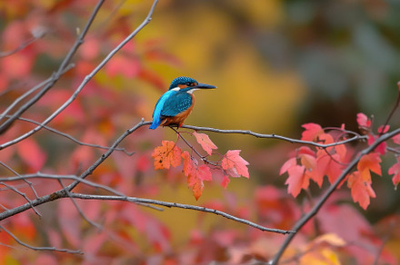 Bright Kingfisher Perched on a Branc, a Photo by Tanuart