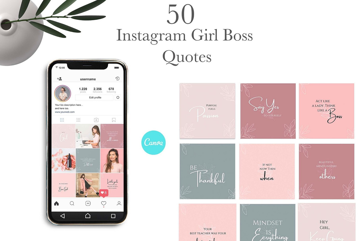 Girl Boss Instagram Quotes Post Temp, a Social Media Template by Bonita Digital Design (Photo 1 of 5)