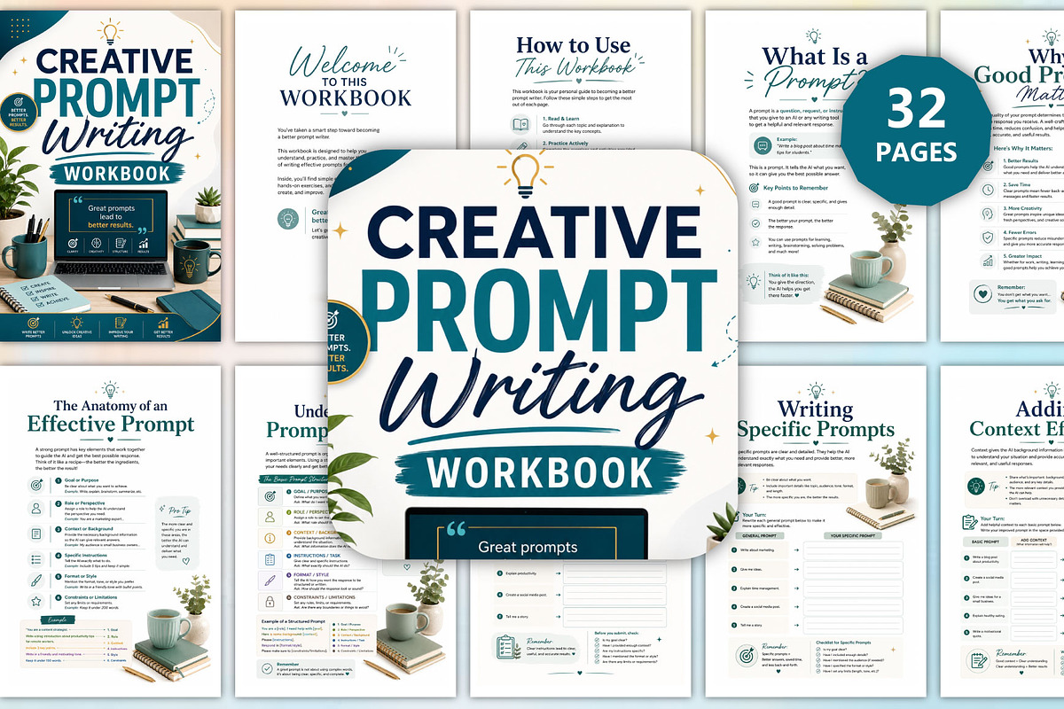 Creative Prompt Writing Workbook, a Stationery Template by Designmela01 (Photo 1 of 4)