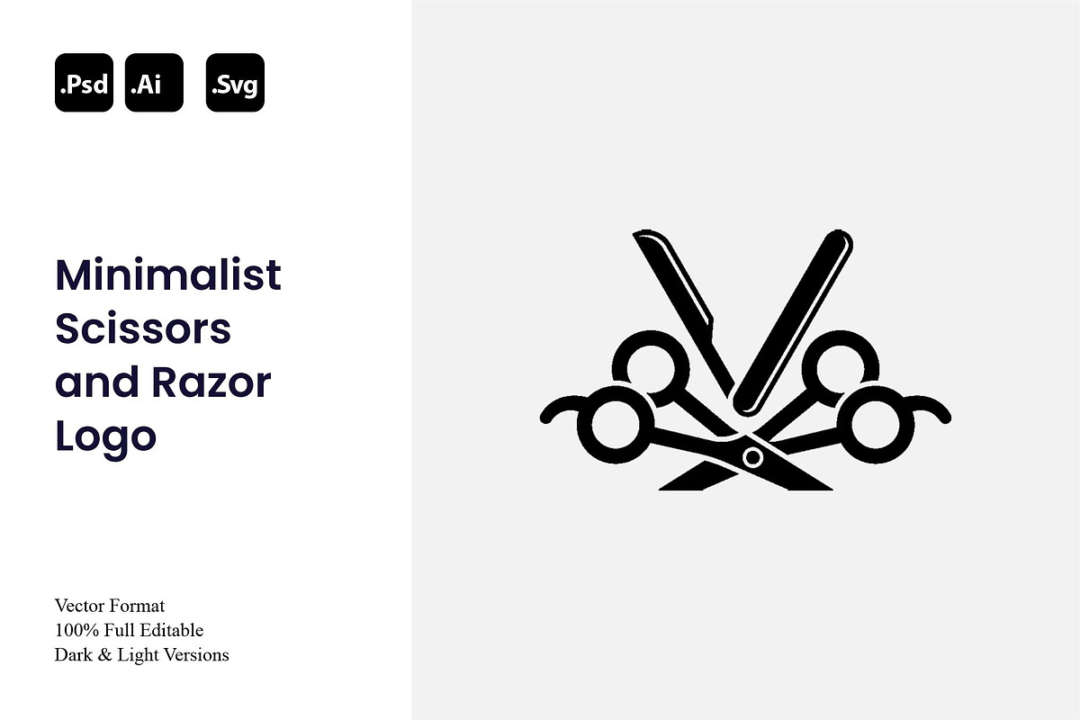 Minimalist Scissors and Razor Logo, a Branding & Logo Template by Luxury Logos (Photo 1 of 4)