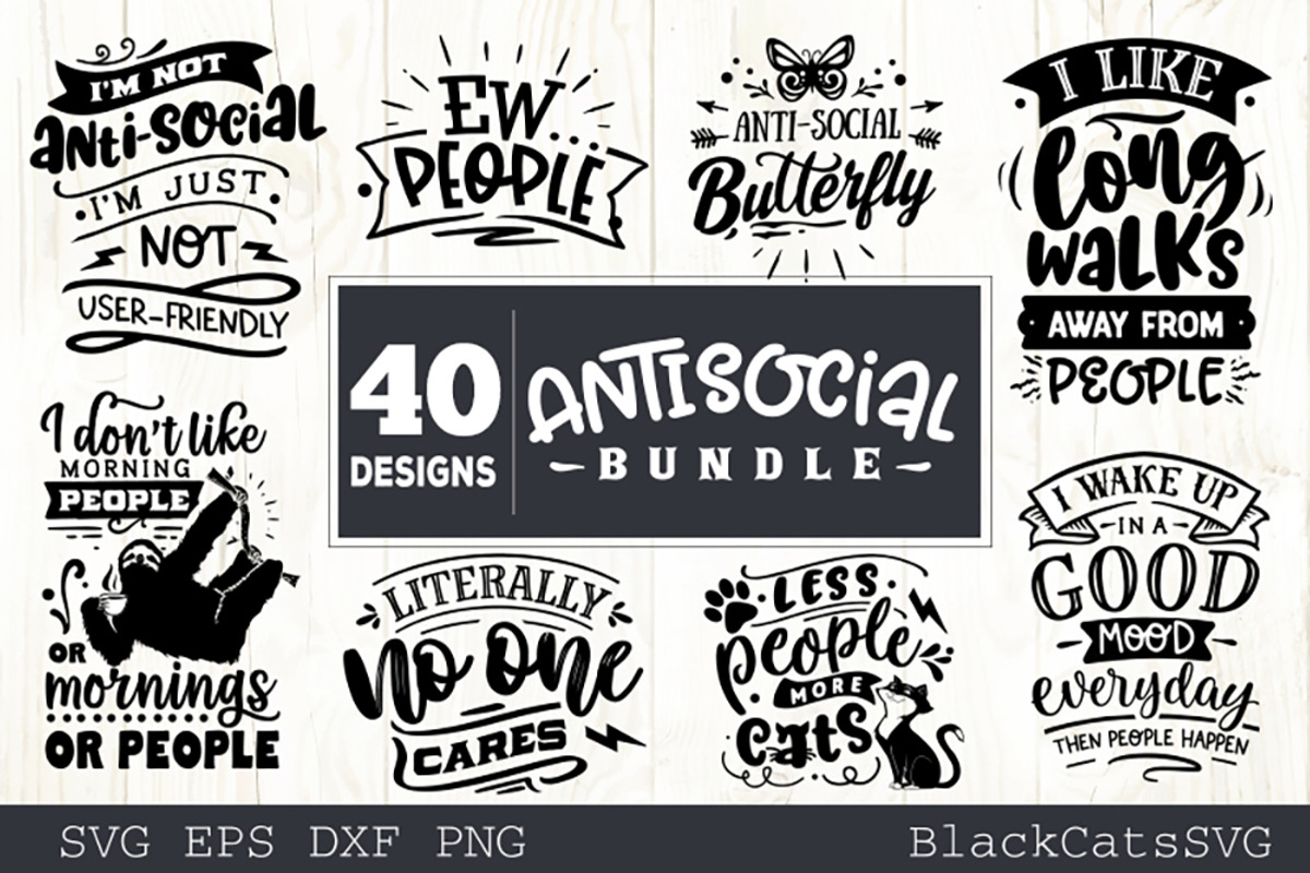 Sassy SVG bundle 40 designs antisoci, a Person Illustration by BlackCatsMedia (Photo 1 of 5)