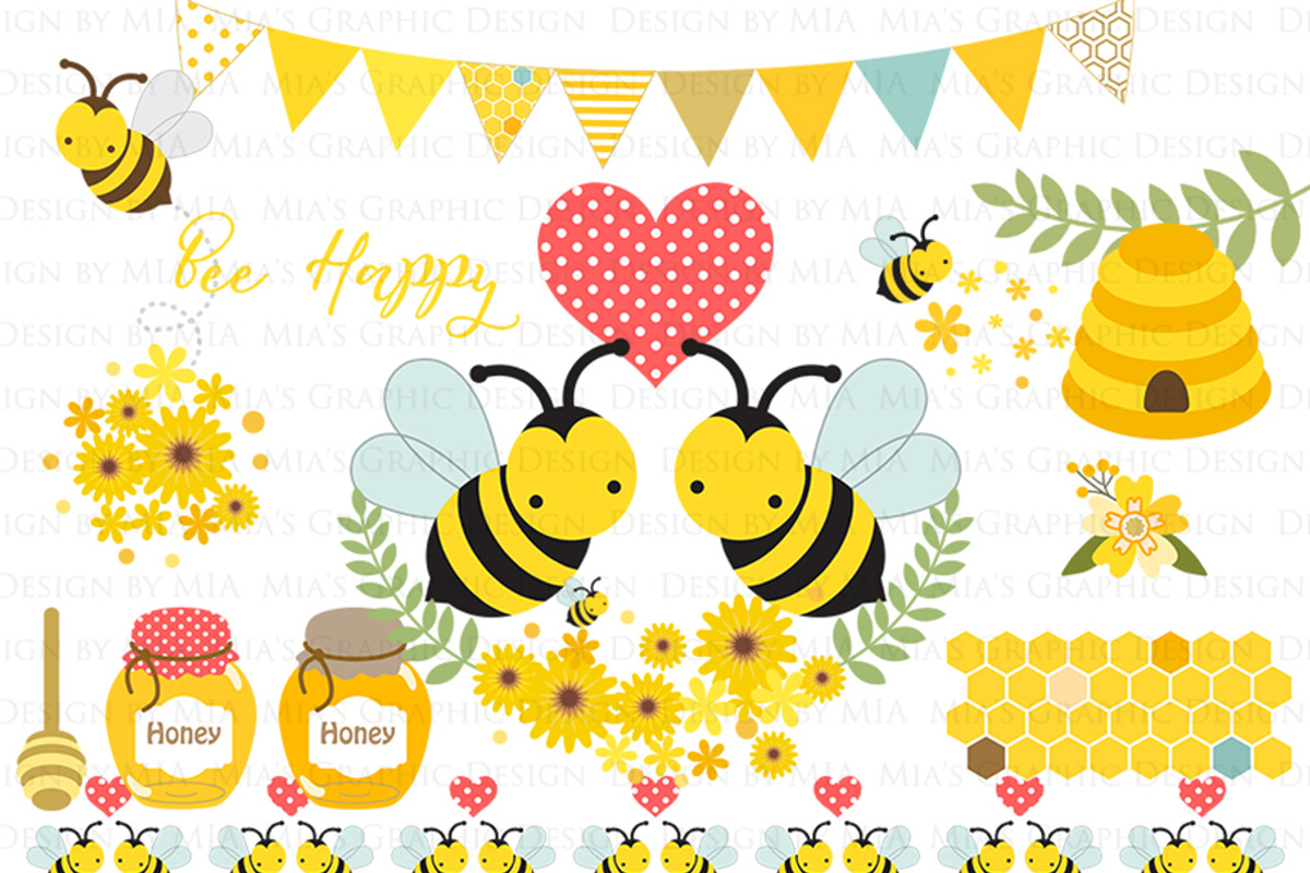 Cute Bee, Bee, Honey Bee, an Illustration by Mia's Graphic Design (Photo 3 of 9)