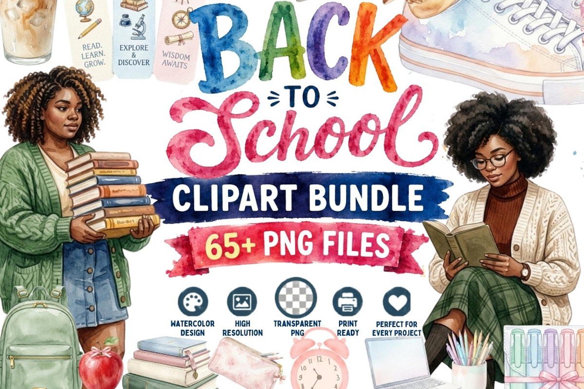 Back to School Aesthetic Clipart, a Seasonal Illustration by Tanya Kart (Photo 1 of 11)