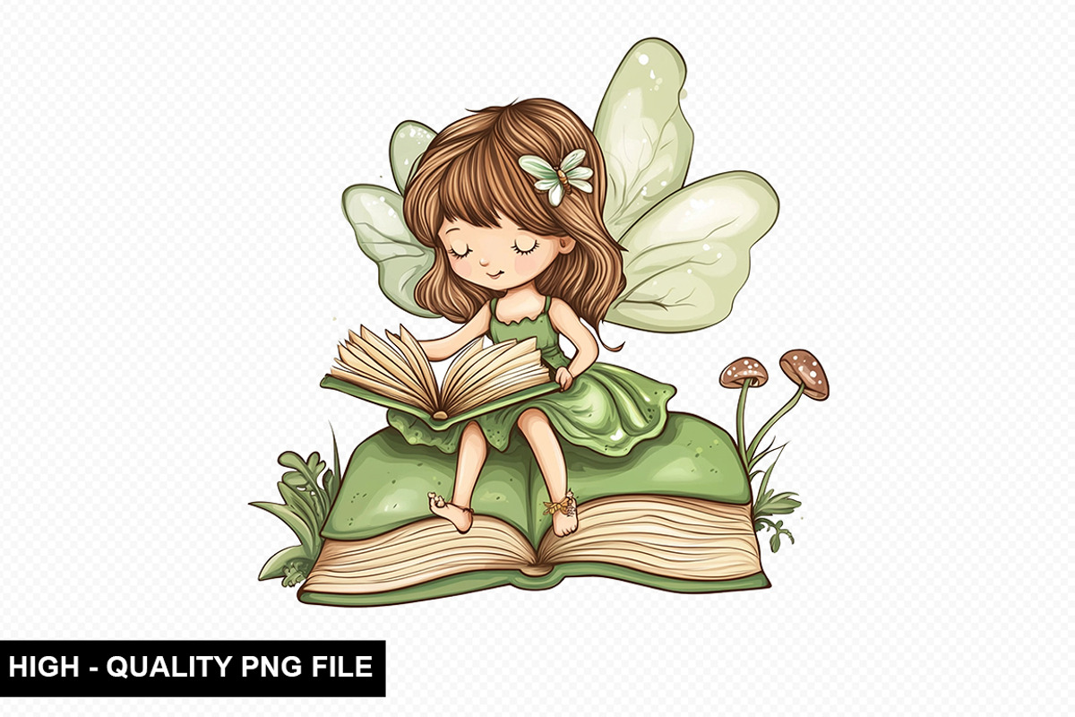 Fairy Whimsical Reading Clipart Bund, an Illustration by crative8112 (Photo 2 of 10)