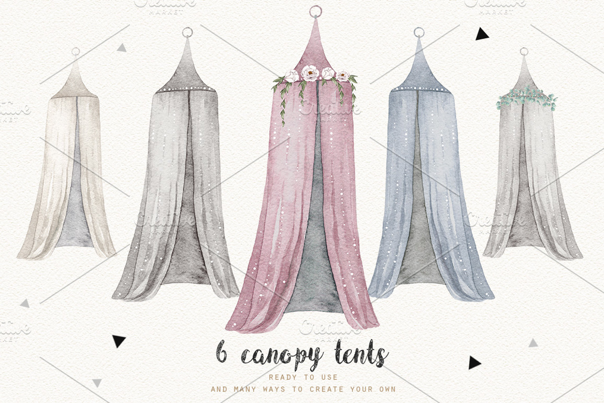BOHO TENTS  watercolor set, an Illustration by Natali Smolova (Photo 5 of 6)