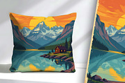 Vintage Poster Cabin By a Lake, a Decorative Illustration by Sharon Schwalbe (Thumbnail 4 of 6)