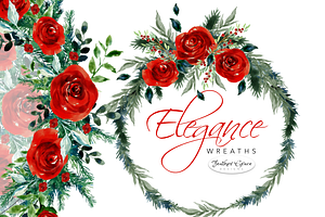 Watercolor Red Flowers - Christmas