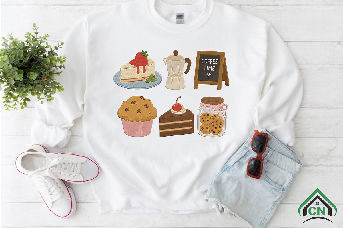 Cute Cafe Embroidery Design Elements, a Solid Icon by Craft Nest
