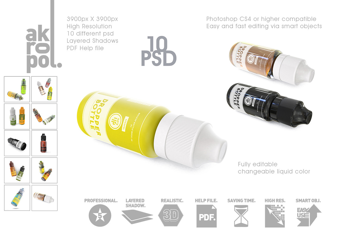 Unicorn Dropper Bottles Mock-up, a Cups & Container Mockup by akropol (Photo 8 of 14)