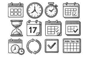 Time and Calendar Icons Set, an Object Graphic by nikagraphic