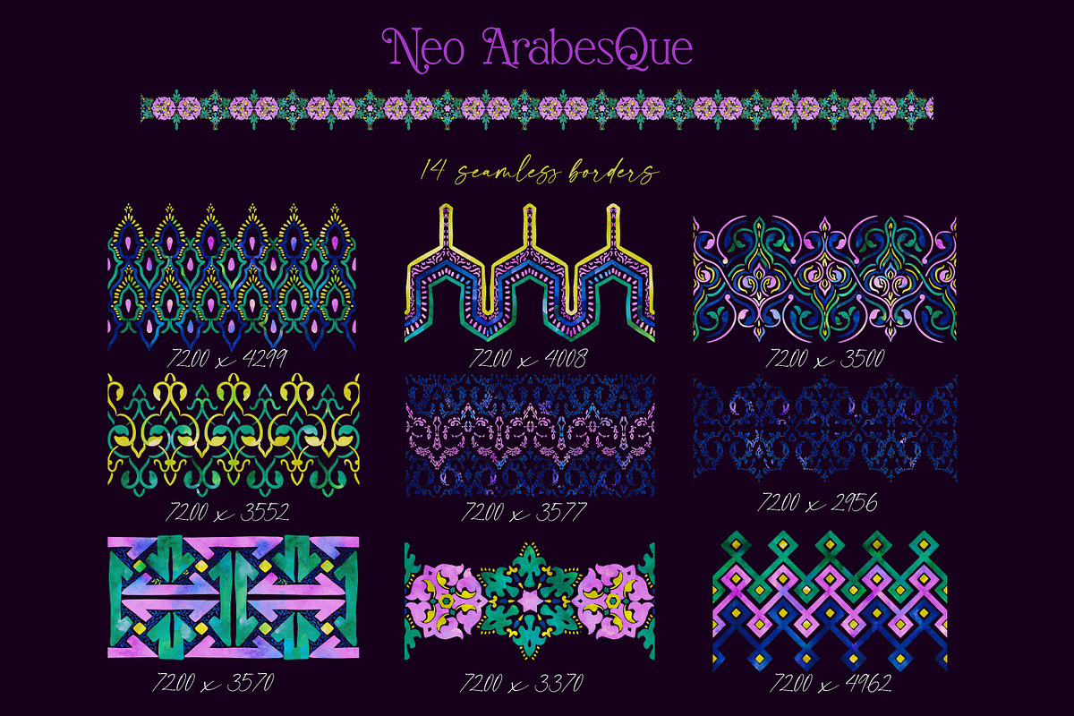 Neo Arabesque: patterns & borders, a Pattern Graphic by Mona Ahmed (Photo 4 of 15)