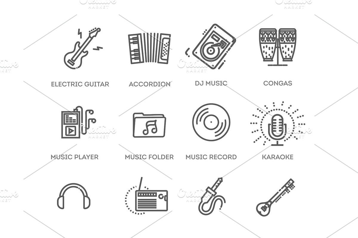 Music Icon Set, an Object Graphic by Tettygreen (Photo 3 of 3)
