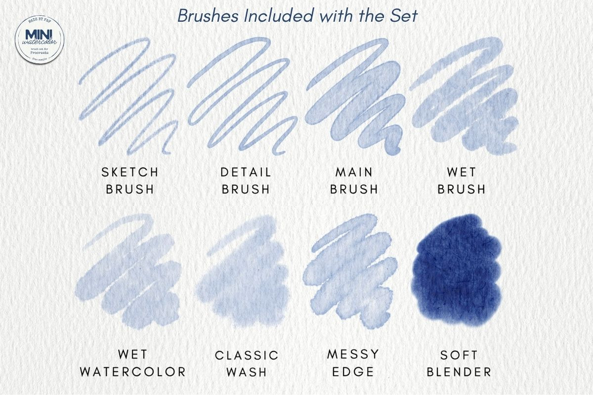 Mini Procreate Watercolor Brush Set, a Brush Add-On by Fins and Fiction (Photo 2 of 5)