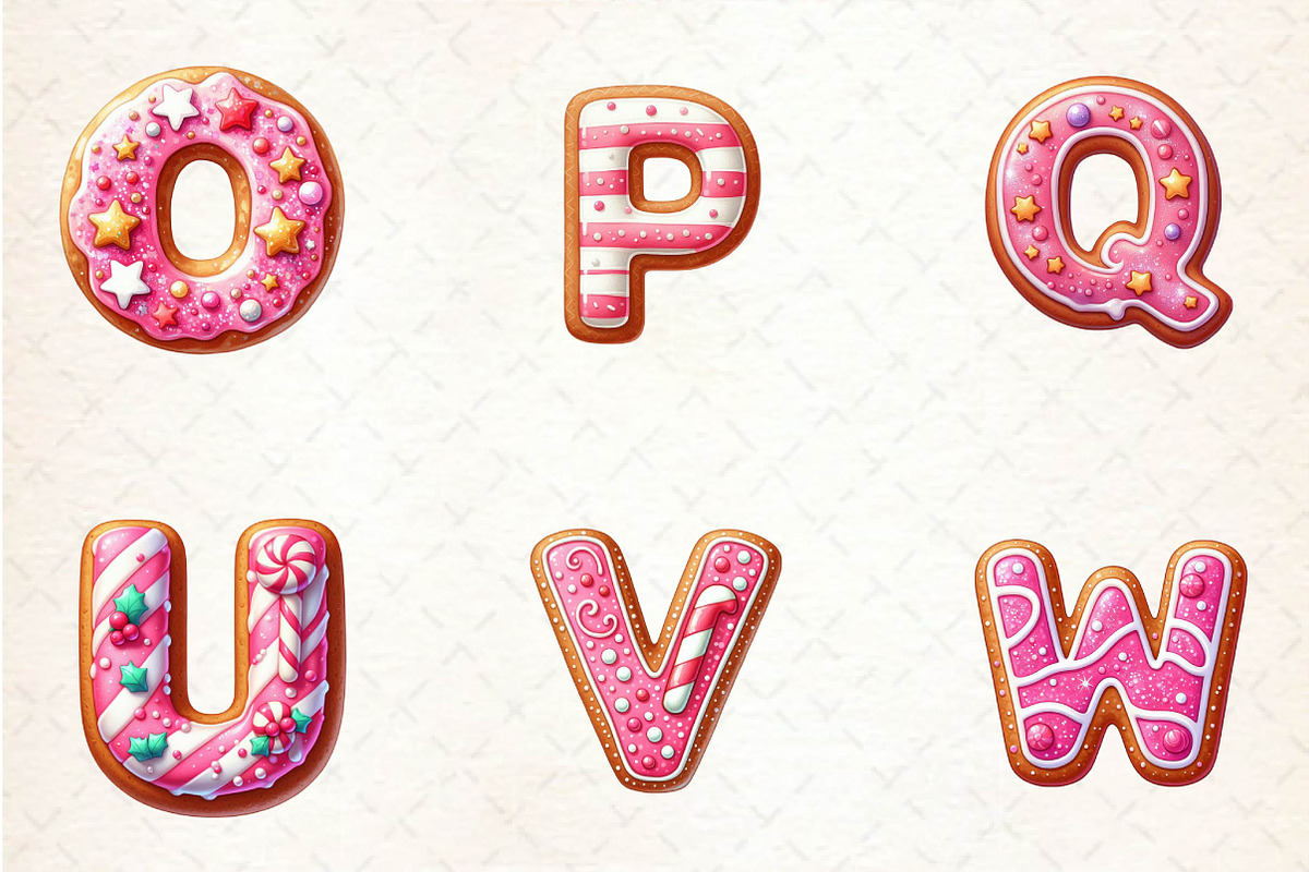 Pink Christmas Gingerbread Alphabet, an Illustration by CreationArt (Photo 6 of 7)