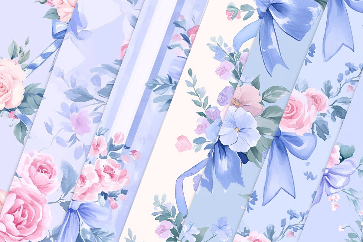Floral Ribbonerie Seamless Patterns, a Texture Illustration by Dream Creation (Photo 2 of 6)