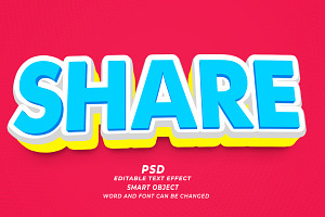 Share PSD 3D Editable Text Effect