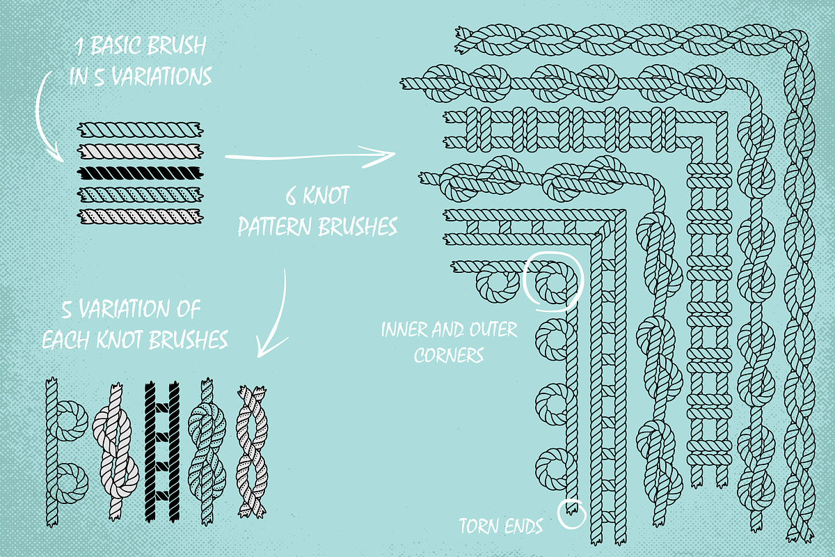 35 Rope brushes & 6 patterns, a Background Graphic by SiDesign (Photo 2 of 8)