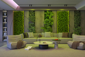 Symmetrical Living Room with Green W