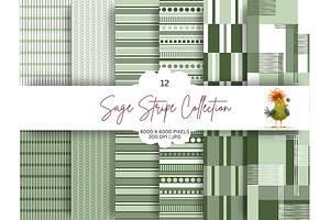 Sage Seamless Stripe Pattern Set, a Pattern Graphic by Earley Bird Design Studio