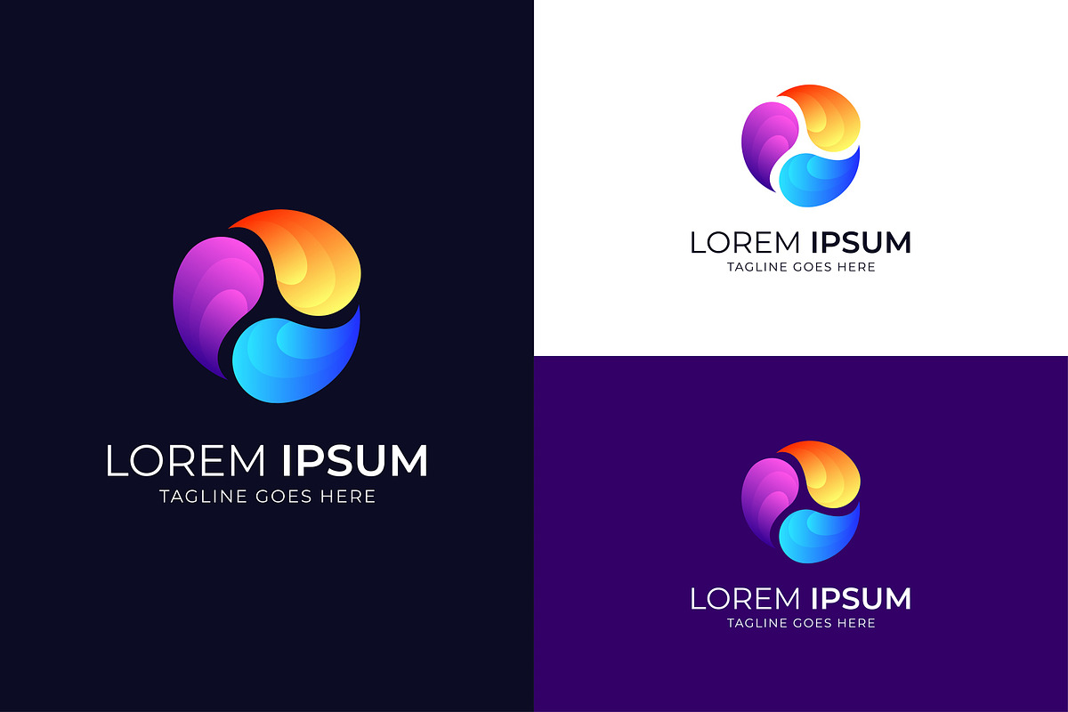3 Color Blend Fluid Gradient Logo