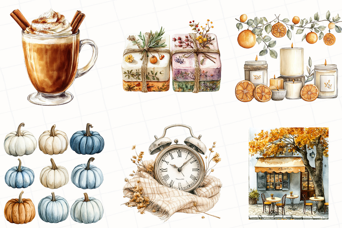 Watercolor Cozy Autumn Clipart, an Illustration by OK Design (Photo 5 of 5)