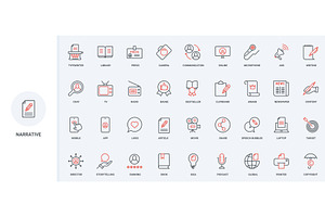 Storytelling narrative content icons, an Object Illustration by Lemberg Vector