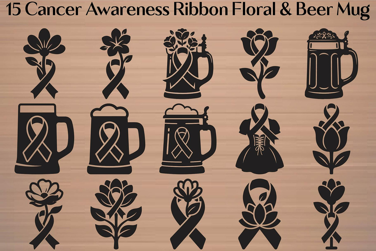 CancerRibbon Floral Beer Mug, an Object Graphic by Gfx_Store (Photo 16 of 16)