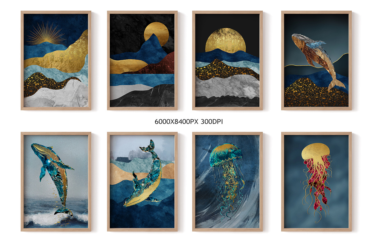 Modern golden landscape print poster, a Decorative Illustration by Muzi pear studio (Photo 4 of 10)