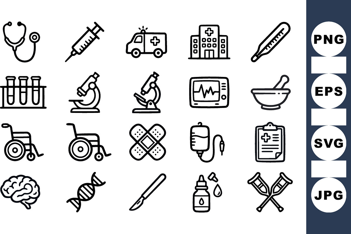 Medical Icon Line Art Set, an Illustration by designvectx (Photo 1 of 3)