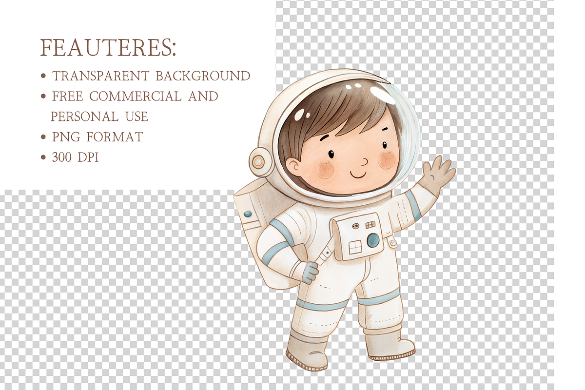 Little Astronauts Watercolor Set, an Illustration by MockupWizard (Photo 4 of 5)