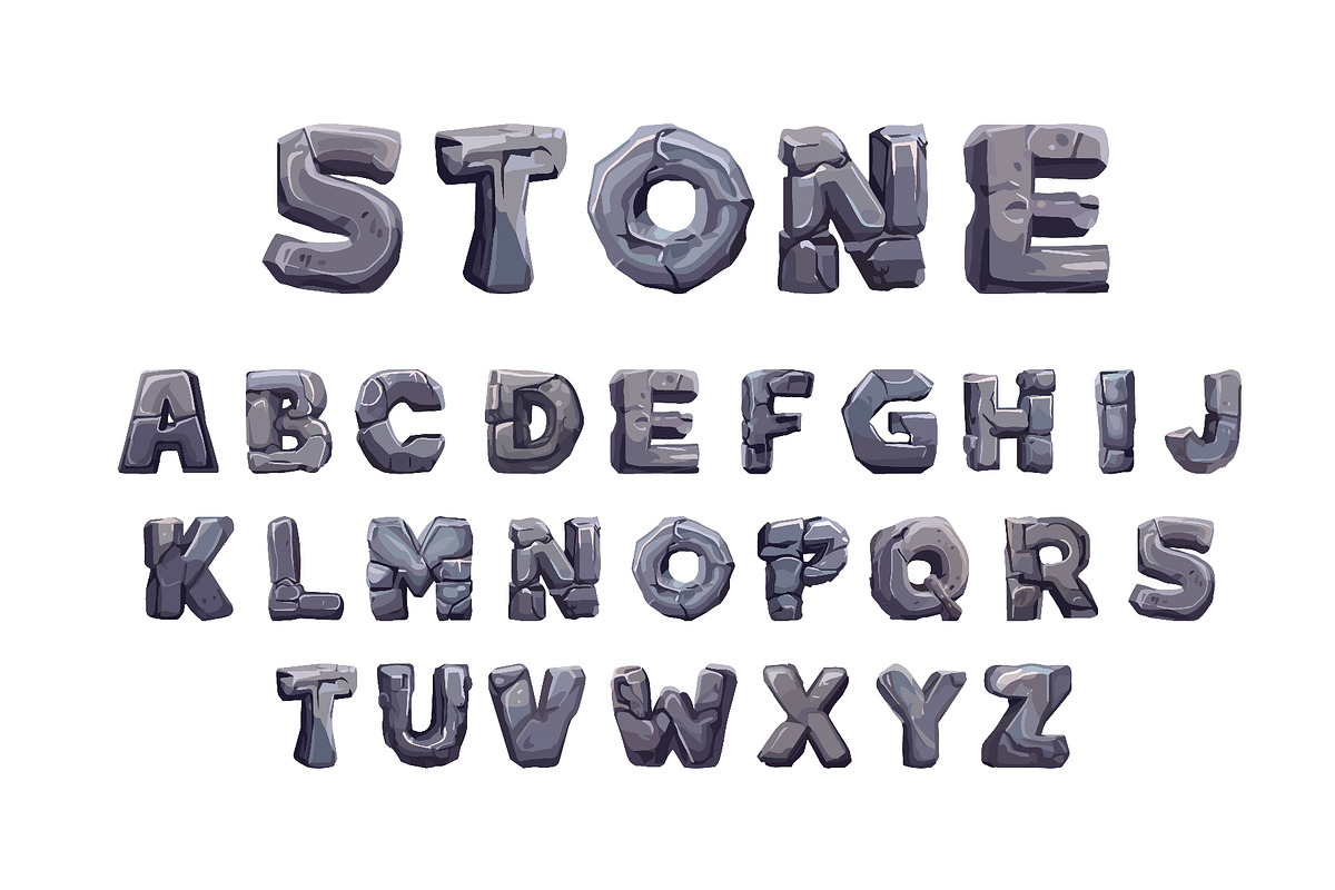 Cartoon stone font set, a Decorative Illustration by Ksania