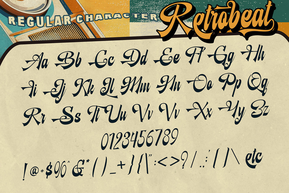 Retrobeat – Bold Retro Script Font, a Script Font by Letterara (Photo 10 of 14)