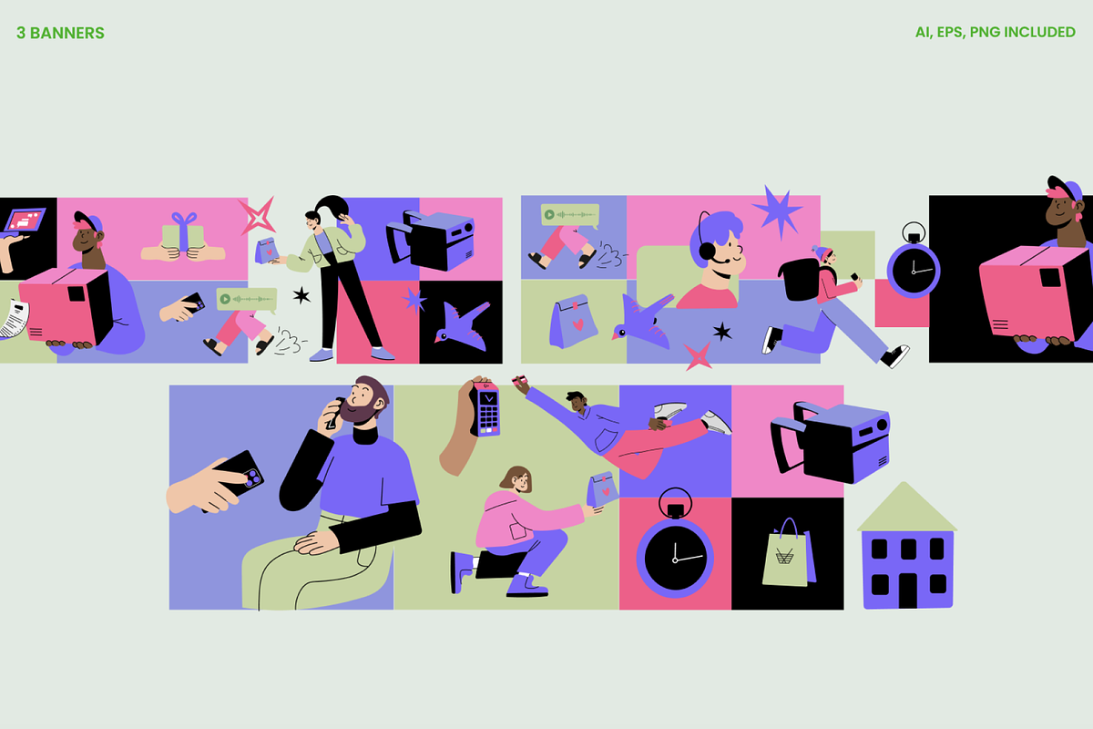 Delivery Flat Characters, a Transportation Illustration by Promo Graphics (Photo 4 of 7)