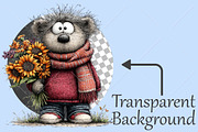 Whimsical Autumn Teddy Bear Clipart, a Seasonal Illustration by Canvas Craft (Thumbnail 2 of 10)