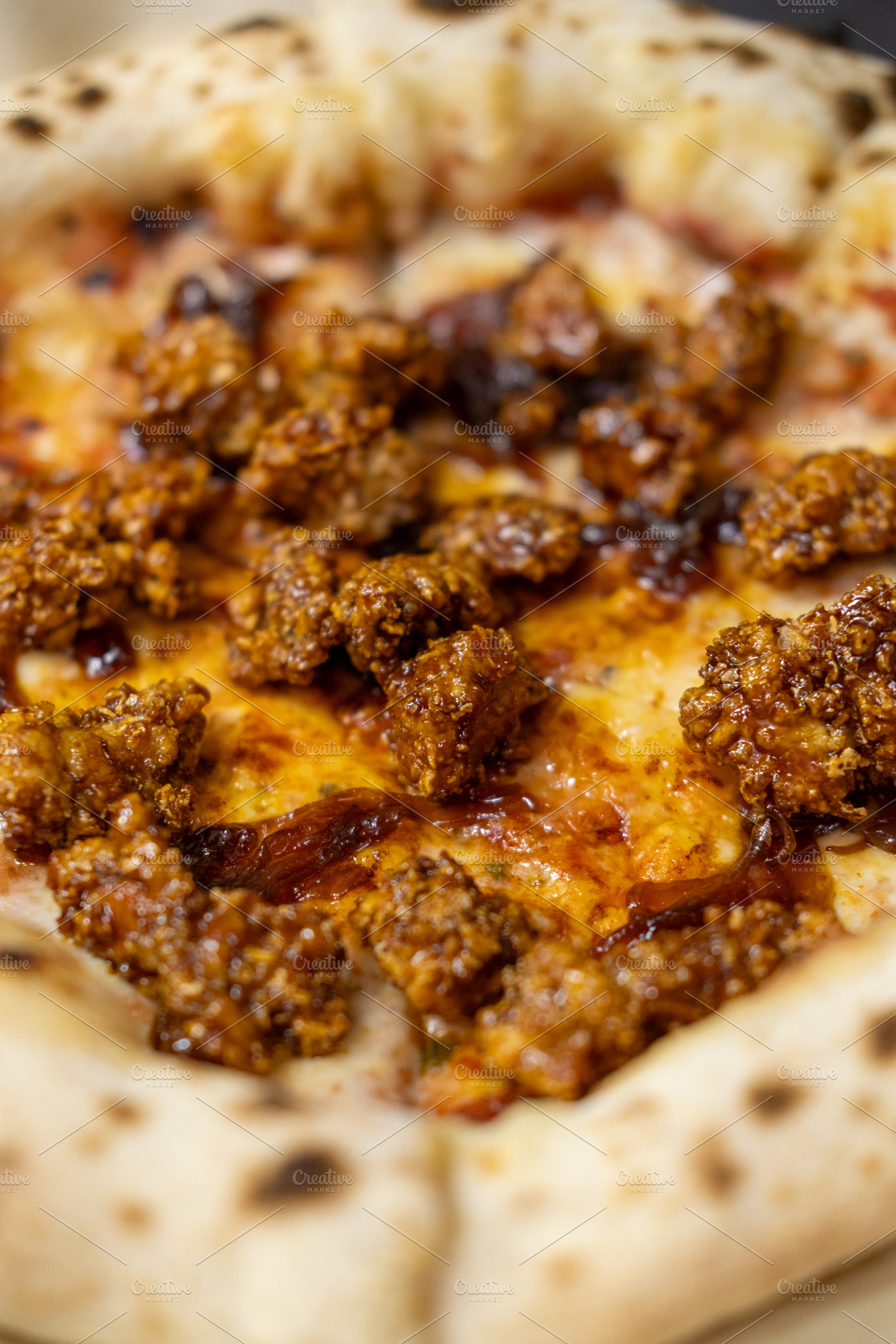Meat pizza baked food crust dough meal pastry, a Food & Drink Photo by Photo Drive Studio