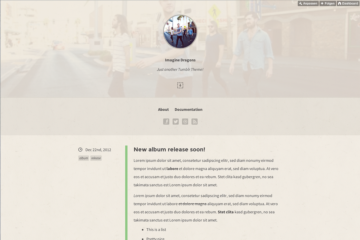 Bruit ~ a vintage tumblr theme, a Websites & App Template by Fabian Schultz (Photo 3 of 4)